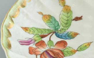 Herendi Viktória madaras kínáló, kézzel festett, jelzett, kopott, restaurált, 34x13x14cm