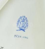 Herendi Viktória madaras kínáló, kézzel festett, jelzett, kopott, restaurált, 34x13x14cm