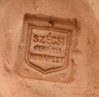 Szécsi kerámia tengerész figura. Kézzel festett, mázas kerámia, jelzett, etikettel is, kopásokkal. m...