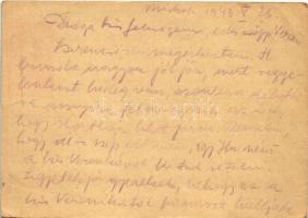 1943 1943 Bleier Zsigmond zsidó KMSZ-nek (közérdekű munkaszolgálatos) 109/33. levele feleségének Ble...