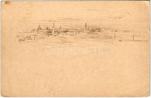 1915 Máramarossziget, Sighetu Marmatiei (?); rajzolt lap / hand-drawn (EK)