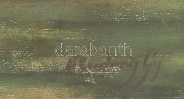 Rudnay Gy jelzéssel: Gémeskút. Pasztell, papír. Üvegezett, sérült fa keretben. 40x50 cm