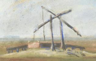 Rudnay Gy jelzéssel: Gémeskút. Pasztell, papír. Üvegezett, sérült fa keretben. 40x50 cm