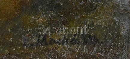 Markó jelzéssel: Naplemente. Olaj, vászon, javított, sérült. 50x70 cm