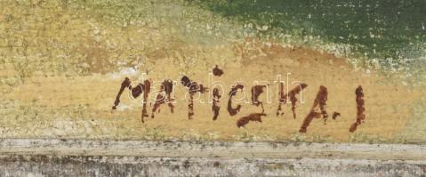 Maticska J jelzéssel: Dombos táj. Olaj, vászon. Fa keretben. 35x80 cm