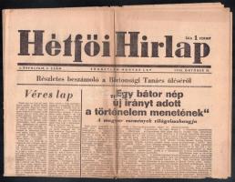 1956 Hétfői Hirlap I. évf. 4. sz., 1956. okt. 29., a forradalom híreivel, 4 p.