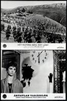 Eltérő időpontokban készült produkciós filmfotók, 13 db vintage fotó, 13 különféle külföldi film egy-egy jelenetéről, 18x24 cm vagy ehhez nagyon közeli méretekben