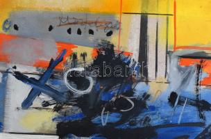 Misch Ádám (1935-1995): Gesztusok (cím nélkül), 1980-as évek eleje. Akril, kréta, farost, jelzett. 7...