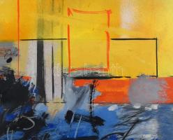 Misch Ádám (1935-1995): Gesztusok (cím nélkül), 1980-as évek eleje. Akril, kréta, farost, jelzett. 7...