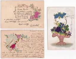 6 db RÉGI (1905 előtti) motívum képeslap: rátétes és dombornyomott litho üdvözlőlap / 6 pre-1905 mot...