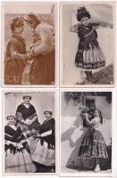 4 db RÉGI magyar folklór képeslap: Sárközi népviselet / 4 pre-1945 Hungarian folklore postcards: traditional costumes of Sárköz