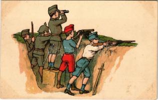 Rigler József Ede papírneműgyár részvénytársaság reklámja / Hungarian paper shop advertisement card with soldiers. litho (EK)