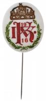 1916. IV. K (Károly) koronázási porcelán jelvény (28x23mm) T:1-