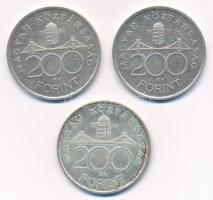 1992. 200Ft Ag "MNB" (2x) + 1994. 200Ft Ag "Deák" T:2 patina Adamo F13, F13.1
