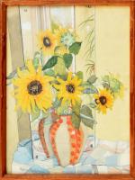 Móricz Margit (1902-1990): Csendélet. Akvarell, papír, jelzett. Üvegezett fa keretben. 40×30 cm