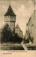 1912 Nagyszeben, Hermannstadt, Sibiu; Harteneckgasse und Befestigungstürme / Harteneck utca, torony. G. A. Seraphin kiadása / street view, tower