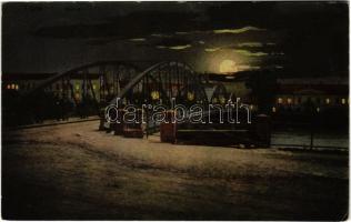 1917 Lippa, Lipova; Vashíd este. Bárány Szerén kiadása / bridge at night (EK)