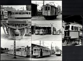 1982 Budapesti villamosok, 7 db vintage fotó, 9x13,7 cm és 7x13,8 cm