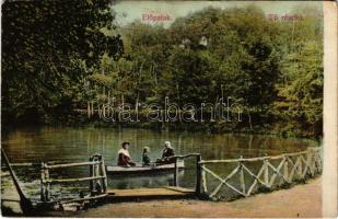 Előpatak, Valcele; tó részlet, csónakázók / lake, rowing boat (kis szakadás / small tear)