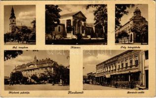 Kecskemét, Református templom, múzeum, Népbank palotája, Polgári leányiskola, Beretvás szálló
