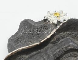 Német ólom bross, figurális, Deuchelried 1976 felirattal, kopott. 10x7,5cm