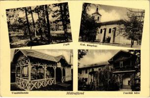 1940 Mátrafüred, park, katolikus templom, vasútállomás, Tanítók háza