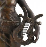 Kandalló óra szett, márvány, bronz rátéttel, egész ütős mechanikus szerkezettel, működik, sérült, fe...