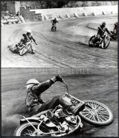 cca 1965 Motorverseny, 3 db vintage fotó, 17x30 cm és 16,5x26,4 cm