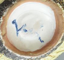 Bán Károly retró váza, színes mázakkal festett kerámia, jelzett, kopott, m: 15 cm