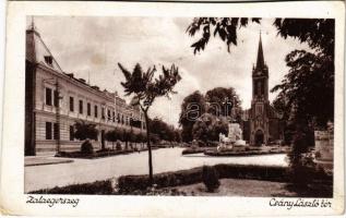 Zalaegerszeg, Csány László tér, M. kir. csendőrlaktanya, templom (vágott / cut)