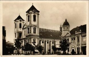 1933 Gyöngyös, Nagytemplom, üzletek. Móriczné N. Lenke felvétele (EK)