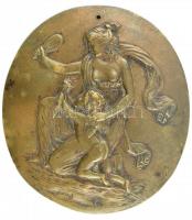 Afrodité puttóval, bronz relief, kopott, jelzés nélkül, 11,5x13cm
