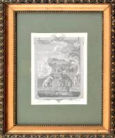 Nicolas Delaunay, Charles Joseph Dominique Eisen (1773-1792) festménye után: Tengerparti jelenet. Metszet, papír. Jelzett a metszeten. Üvegezett fa keretben. 16×10 cm