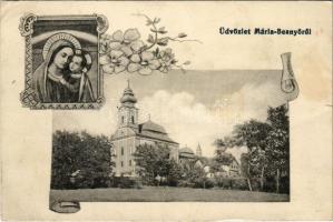 1918 Máriabesnyő (Gödöllő), Kegytemplom (gyűrődés / crease)