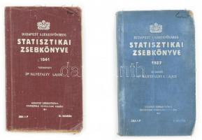 1937, 1940. Budapest Székesfőváros Statisztikai Zsebkönyve két évfolyam. kissé gyűrött borítóval