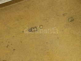 Ezüst(Ag) cigarettatárca zománcozott díszítéssel, belül gravírozott névvel, jelzett, 8×11,5 cm, brut...