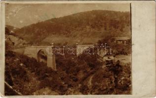 1913 Anina, Oravica-Anina, Oravita-Anina; Vasúti hegyipálya, Zsittin-völgyi vasúti híd, viadukt / mountain railway bridge, viaduct. photo (EB)