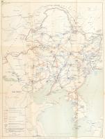 1945 A mandzsúriai támadó hadművelet, térkép, hajtott, 57×43 cm