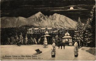 1916 Tátralomnic, Tatranská Lomnica (Tátra, Magas-Tátra, Vysoké Tatry); Palota szálloda este / hotel at night (EK)