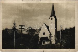 Tátralomnic, Tatranská Lomnica (Tátra, Magas-Tátra, Vysoké Tatry); Evangélikus templom. Kuszmann Gyula kiadása / Evang. Kirche / Lutheran church (b)