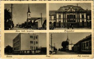 1940 Csap, Cop, Chop; római katolikus és református templom, iskola, pályaudvar, vasútállomás / churches, school, railway station (fa)