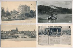 4 db RÉGI német város képeslap / 4 pre-1945 German town-view postcards: Regensburg, Donaueschingen, Donaustauf