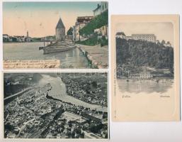 Passau - 3 db régi német város képeslap / 3 pre-1945 German town-view postcards
