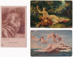 3 db RÉGI erotikus művész képeslap / 3 pre-1945 erotic postcards