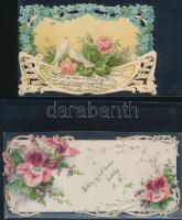 cca 1900 4 db litho dombornyomott szecessziós üdvözlőkártya