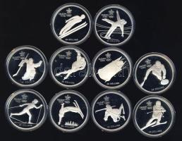 Kanada 1985-87. 20$ Ag (10x) "Calgary olimpia" mind klf motívummal, komplett szettben T:PP Eredeti díszdobozban, tanúsítvánnyal, ismertetővel!