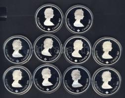 Kanada 1985-87. 20$ Ag (10x) "Calgary olimpia" mind klf motívummal, komplett szettben T:PP...