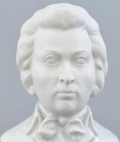Herendi fehér mázas porcelán Mozart büszt, jelzett, hibátlan, m: 20,5 cm
