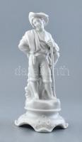 Óherendi figurális lámpatest, fehér mázas porcelán, jelzett, kopásnyomokkal, m: 29cm