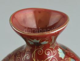 Zsolnay több tüzű váza, jelzett (Fürtös György terv), festő: Miss Ágnes Tóth. hibátlan, m: 10 cm